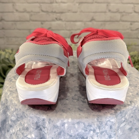 FASHION - Pink & Gray Mesh Knit Open Toe Platform Muffin Sandals WMS 7M🩷NWOT🩶 - Picture 3 of 11